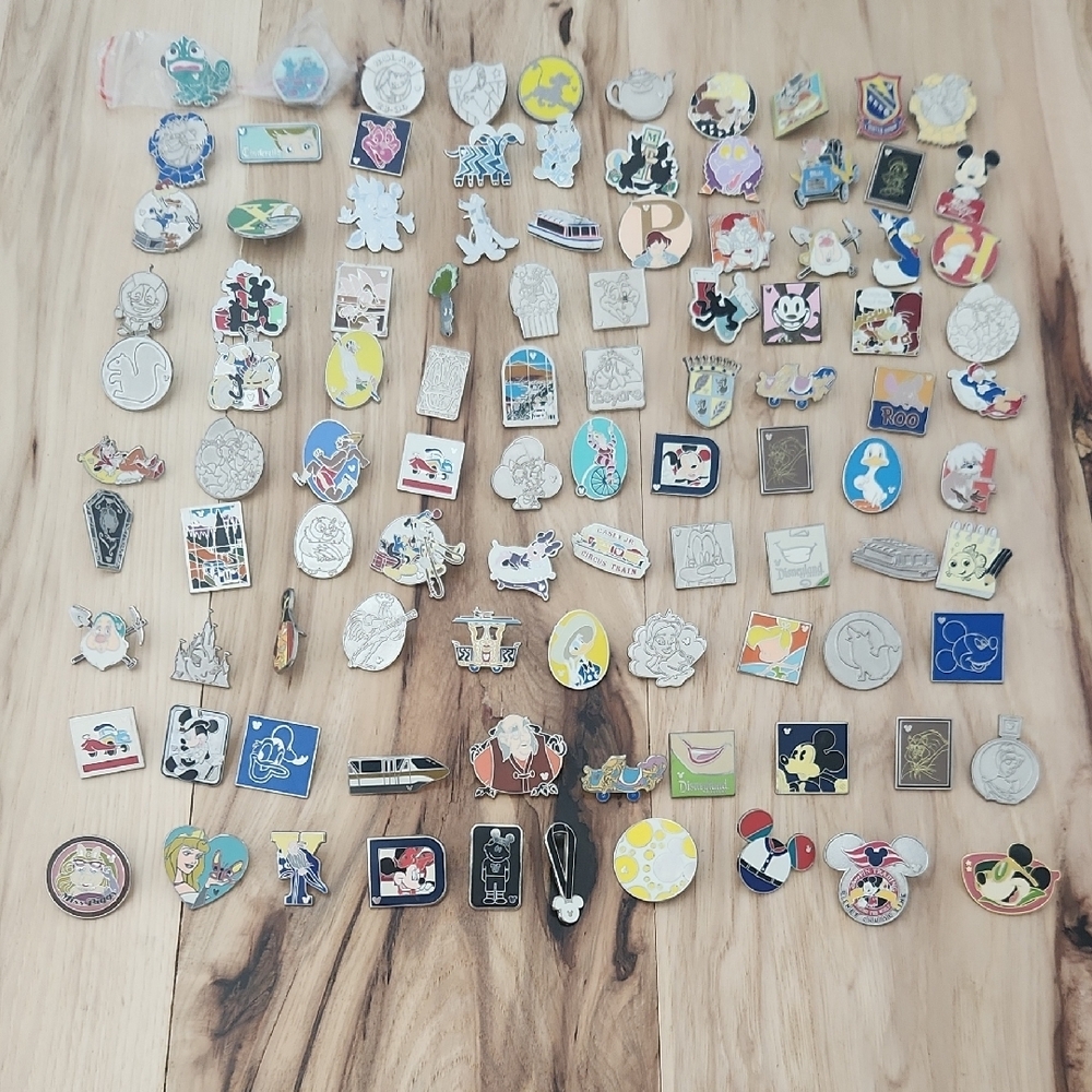 Colorful Disney Character Pin Collection